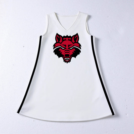 The Arkansas State | White V-Neck Cheer Dress
