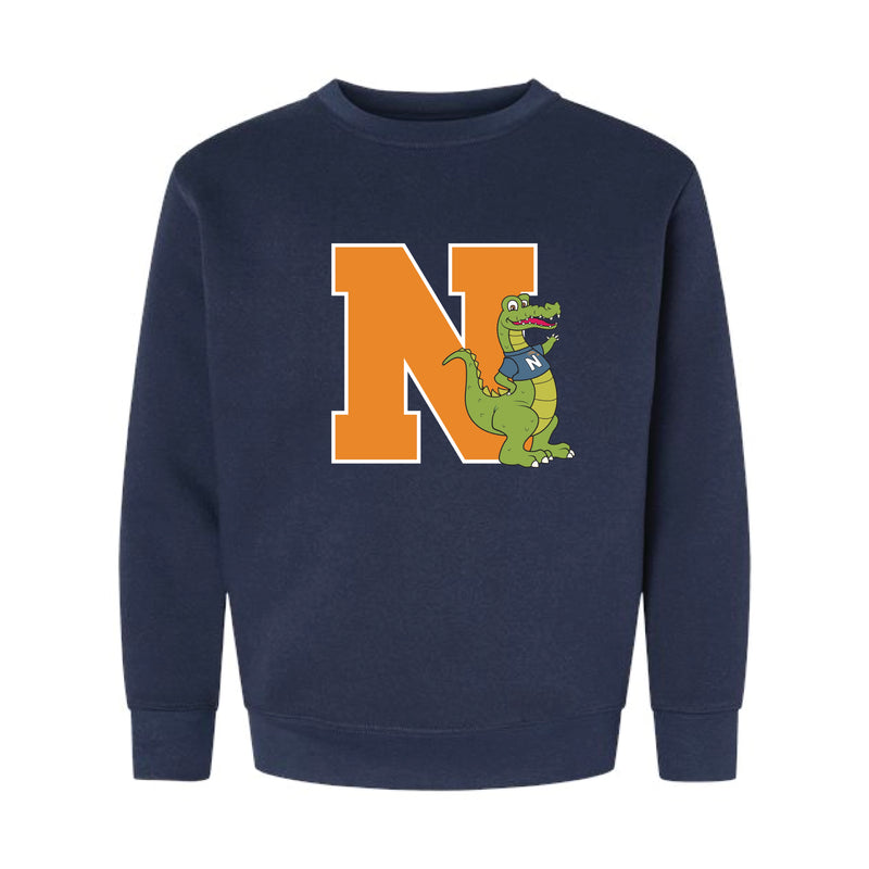 The Mascot with N | Navy Youth Crewneck Sweatshirt