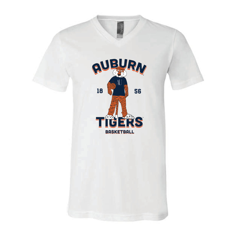 The Aubie Basketball 1856 | White V-Neck Tee