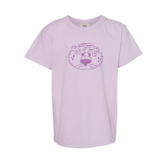 The Aubie Head Outline | Youth Orchid Tee