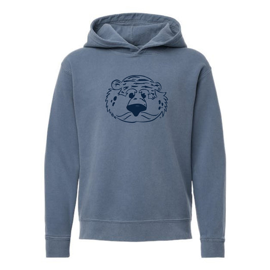 The Aubie Head Outline | Youth Blue Jean Hooded Sweatshirt