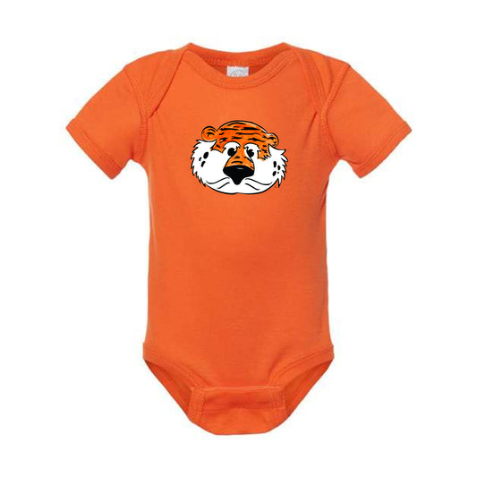 The Aubie Head | Baby Orange Onesie
