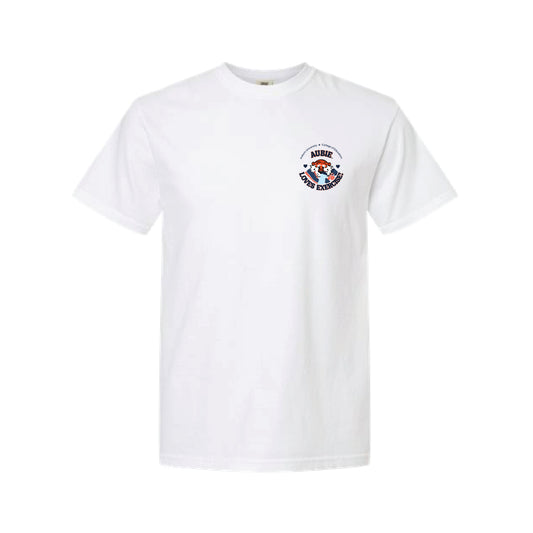 The Aubie Loves Exercise | Adult White Tee