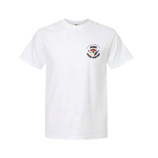 The Aubie Loves Writing Adult White Tee