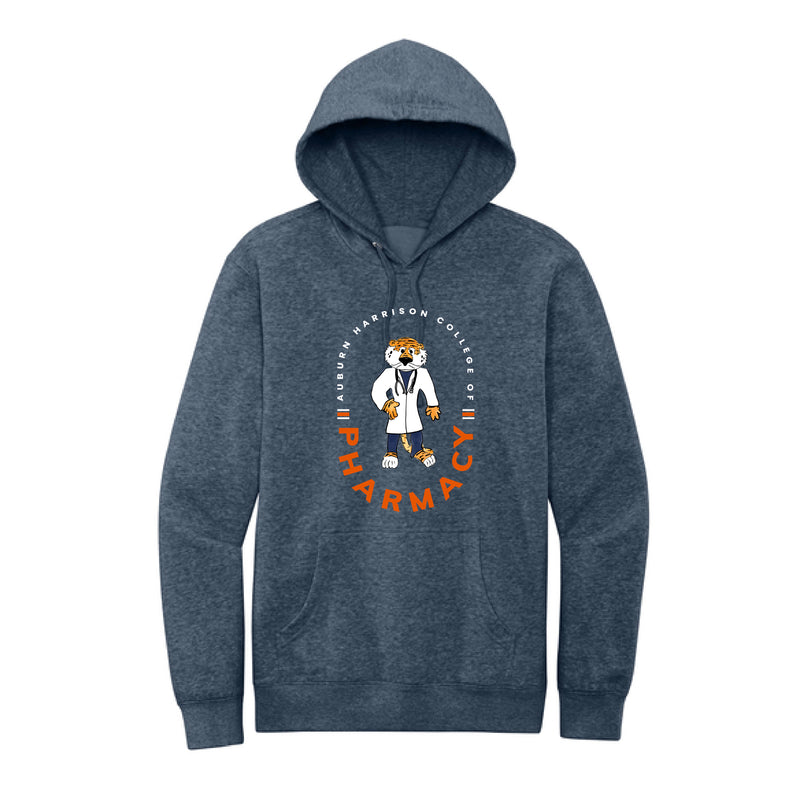 The Aubie Pharmacy Circle | Adult Heathered Navy Fleece Hoodie