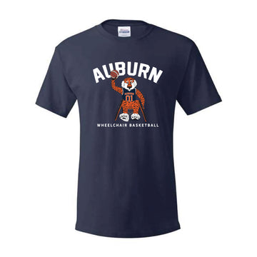 The Aubie Wheelchair Basketball | Adult Navy Tee