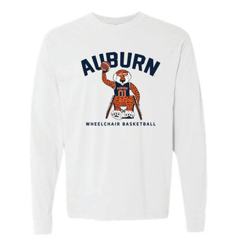 The Aubie Wheelchair Basketball | Adult White Long Sleeve Tee