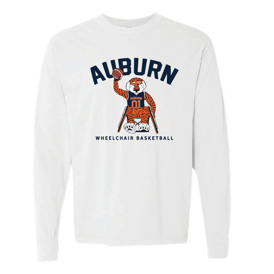 The Aubie Wheelchair Basketball | Adult White Long Sleeve Tee