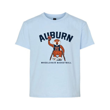 The Aubie Wheelchair Basketball | Youth Light Blue Tee