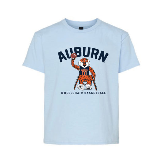 The Aubie Wheelchair Basketball | Youth Light Blue Tee