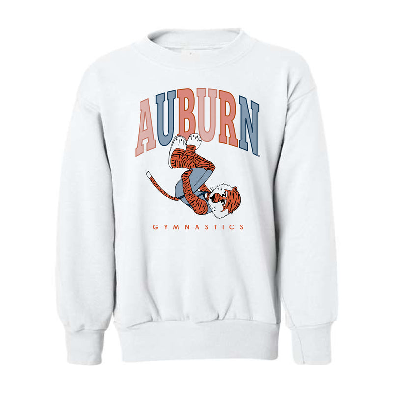 The Auburn Arch Front Tuck Aubie | Youth White Sweatshirt