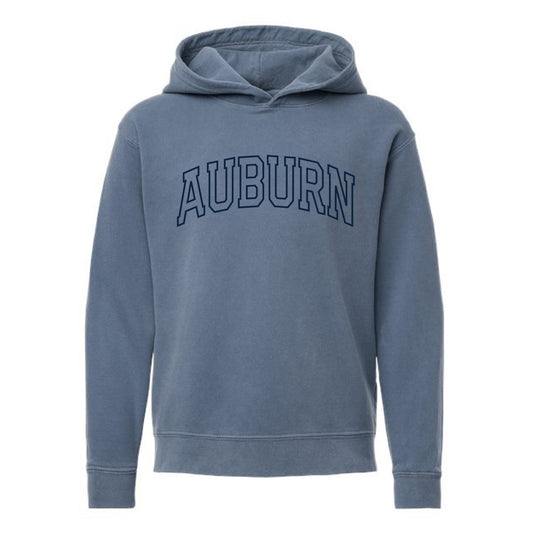 The Auburn Arch Outline | Youth Blue Jean Hooded Sweatshirt