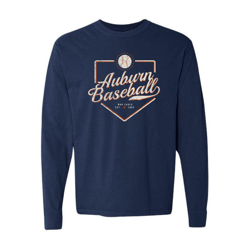 The Auburn Baseball Plate | Adult True Navy Long Sleeve Tee