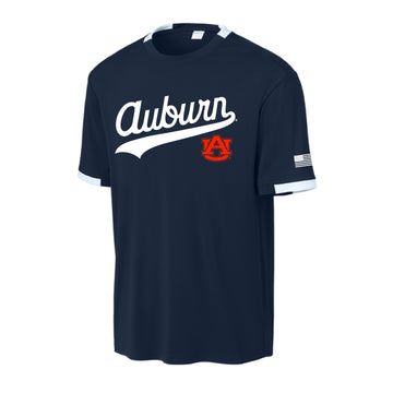 The Auburn Script Logo | Youth True Navy/ White Tee