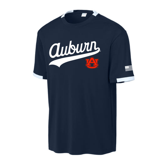 The Auburn Script Logo | Youth True Navy/ White Tee
