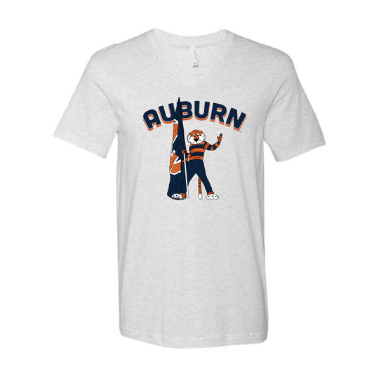 The Auburn Flag Aubie | Ash V-Neck Tee