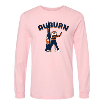 The Auburn Flag Aubie | Pink Long Sleeve Tee