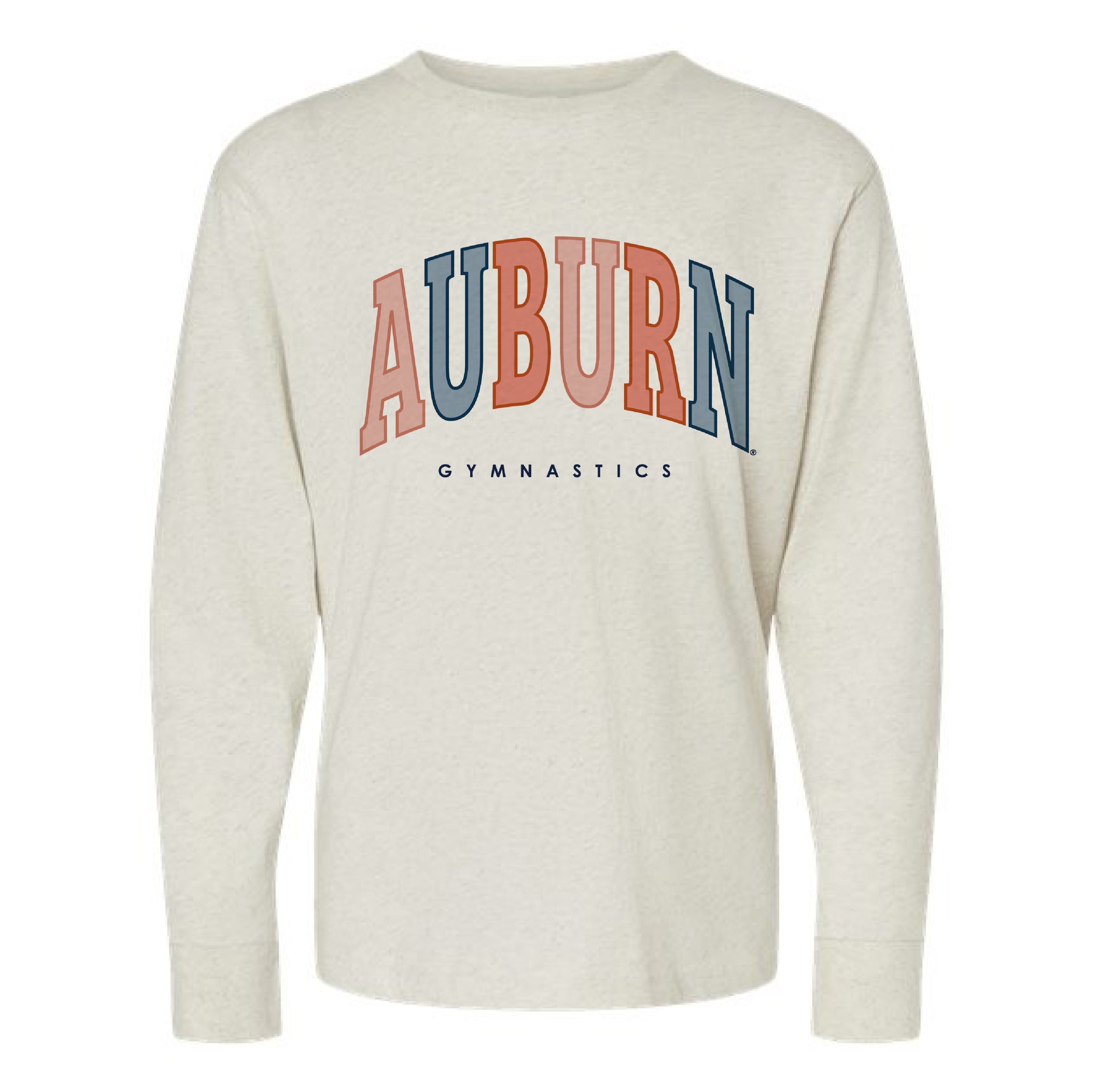 The Auburn Gymnastics Arch | Youth Natural Heather Long Sleeve ...