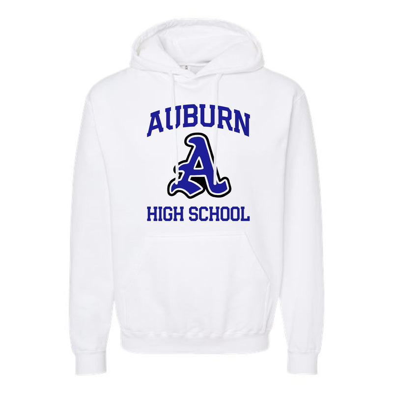 The Auburn High Crest | White Hooded Sweatshirt