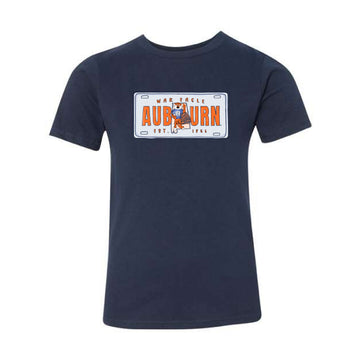 The Auburn License Plate | Youth Midnight Navy Tee