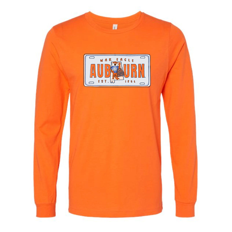 The Auburn License Plate | Orange Long Sleeve Tee