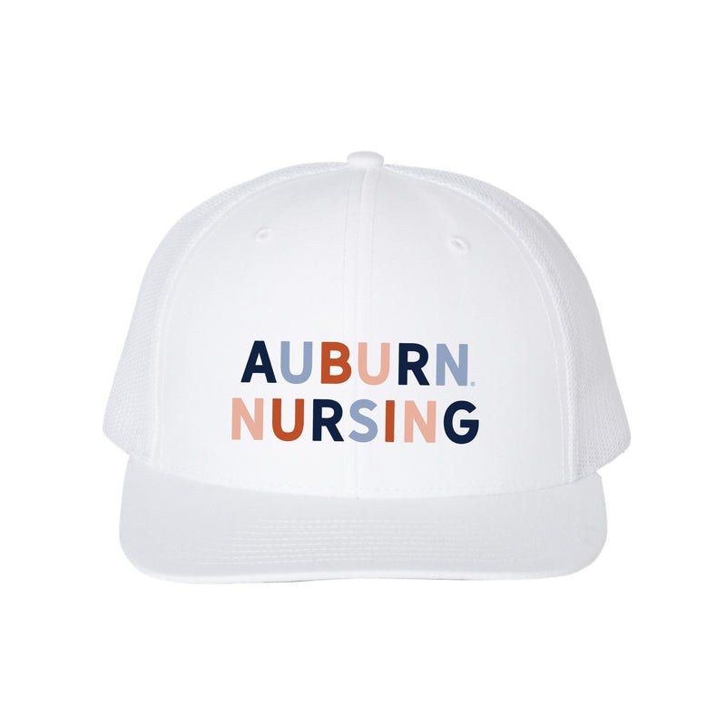 The Auburn Nursing Multi | Embroidered White YP 3D Puff Trucker Cap