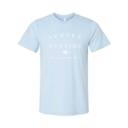 The Auburn Nursing Serif | Adult Heather Baby Blue Tee