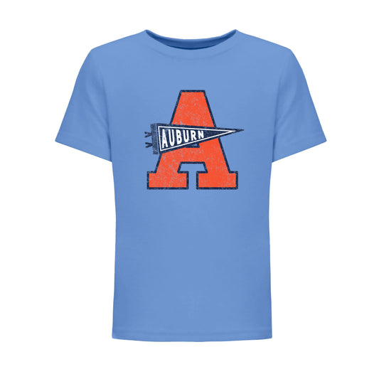 The Auburn Pennant A | Youth Heather Columbia Blue Tee