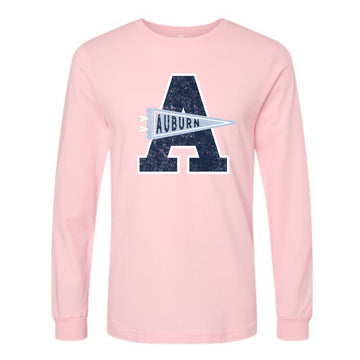 The Auburn Pennant A | Pink Long Sleeve Tee