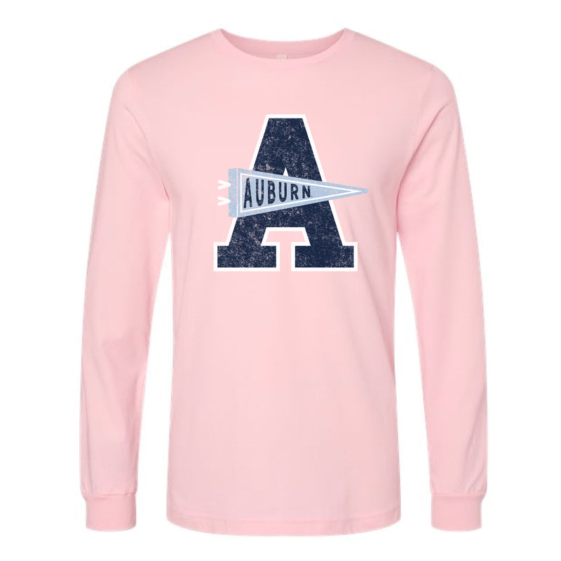 The Auburn Pennant A | Pink Long Sleeve Tee