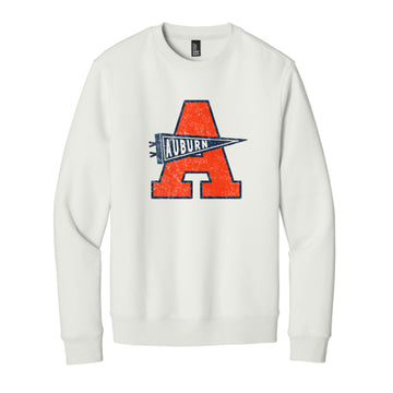 The Auburn Pennant A | White Onyx Crewneck Sweatshirt