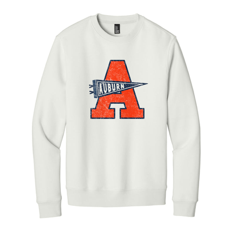 The Auburn Pennant A | White Onyx Crewneck Sweatshirt