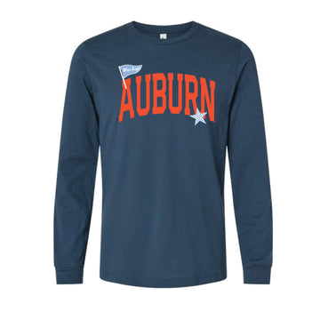 The Auburn Pennant Star | Adult Vintage Navy Long Sleeve Tee