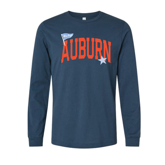The Auburn Pennant Star | Adult Vintage Navy Long Sleeve Tee