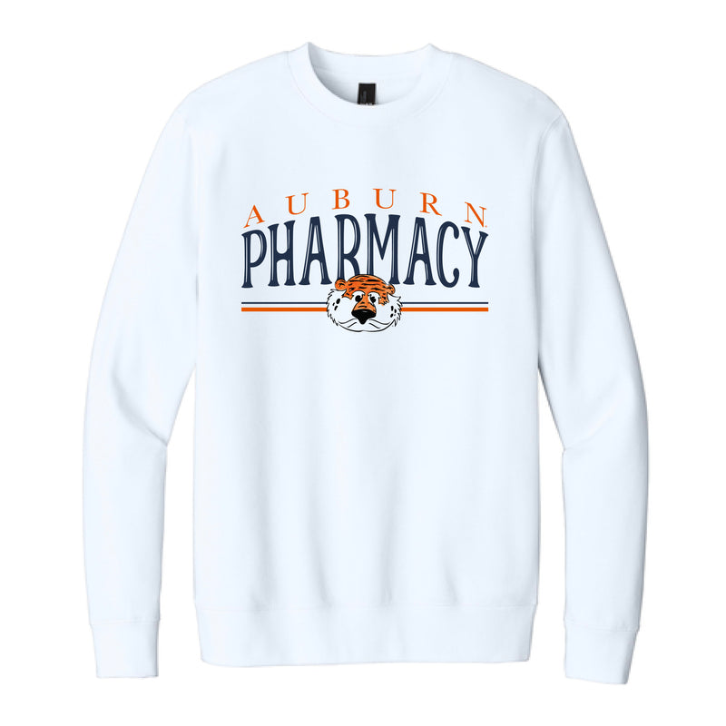 The Auburn Pharmacy Stripes | Adult White Fleece Crew