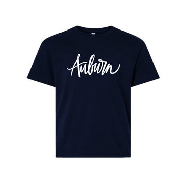 The Auburn Script | Youth Navy Tee