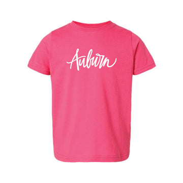 The Auburn Script Tee |.Toddler Hot PInk Tee
