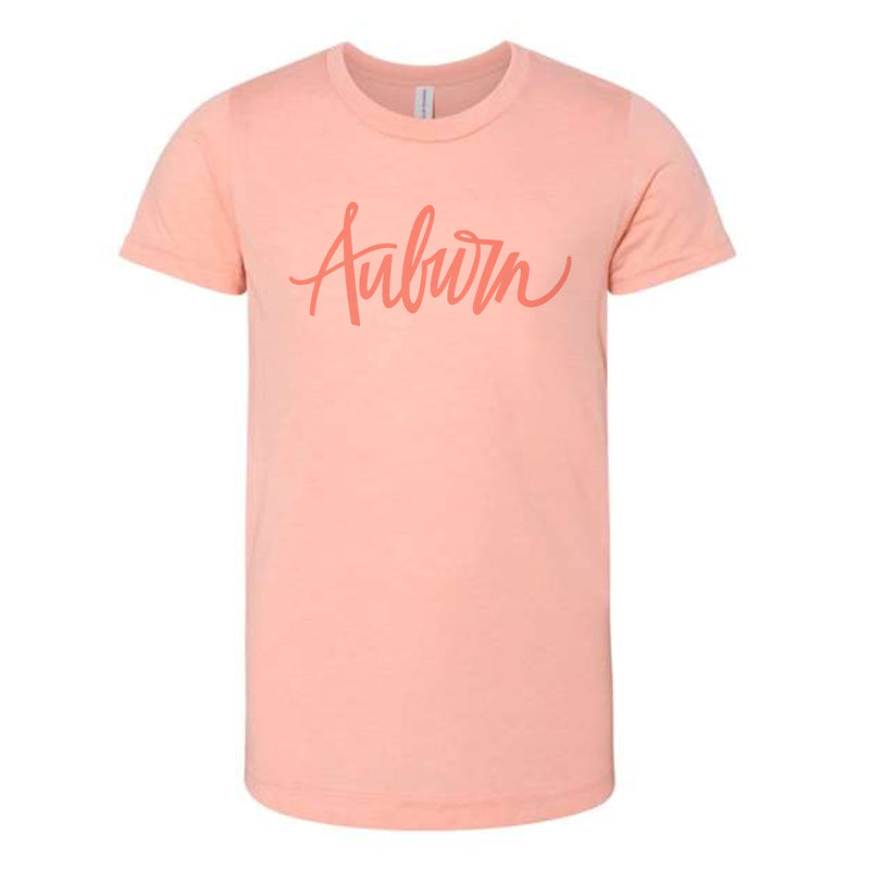 The Auburn Script | Youth Peach Triblend Tee