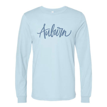 The Auburn Script | Baby Blue Long Sleeve Tee