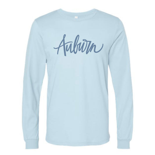 The Auburn Script | Baby Blue Long Sleeve Tee