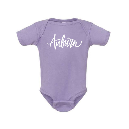 The Auburn Script | Baby Lavender Onesie