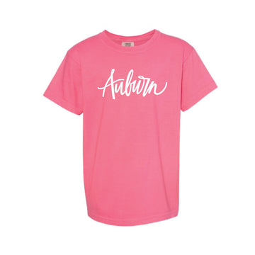 The Auburn Script Tee |.Youth Crunchberry Tee
