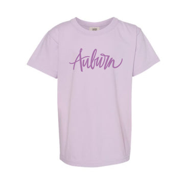 The Auburn Script | Youth Orchid Tee