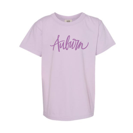 The Auburn Script | Youth Orchid Tee