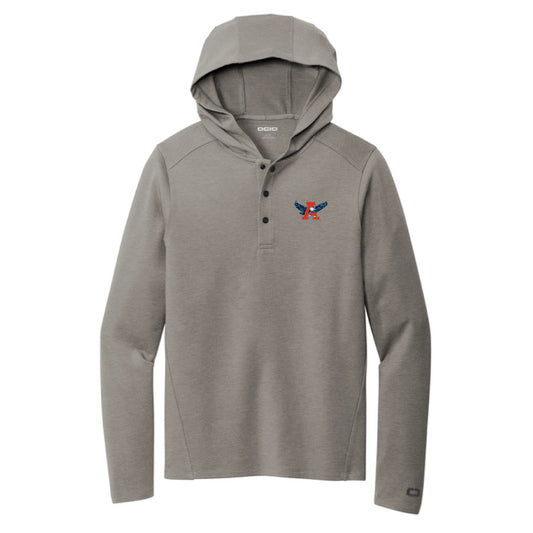 The Auburn Throwback | Embroidered Petrol Grey Heather Hooded Jacket