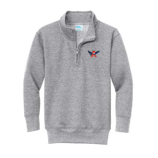 The Auburn Throwback | Embroidered Youth Athletic Heather 1/4 Pullover Sweatshirt