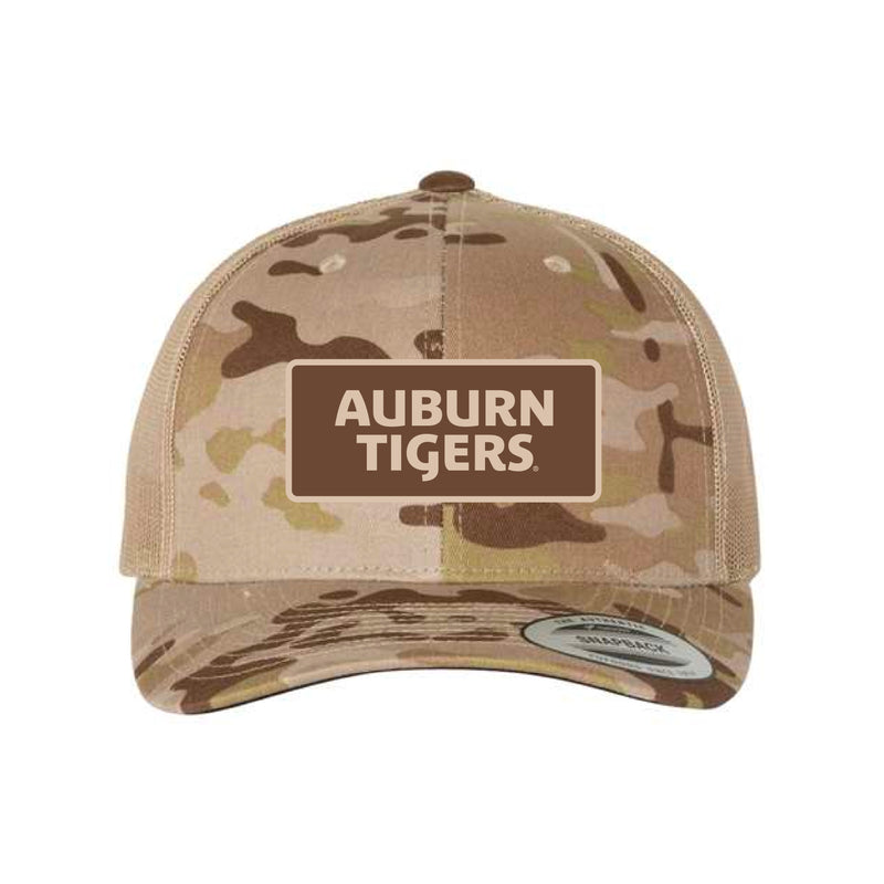 The Auburn Tigers Camo Patch Hat | Embroidered Multicam Arid/ Tan Trucker Cap