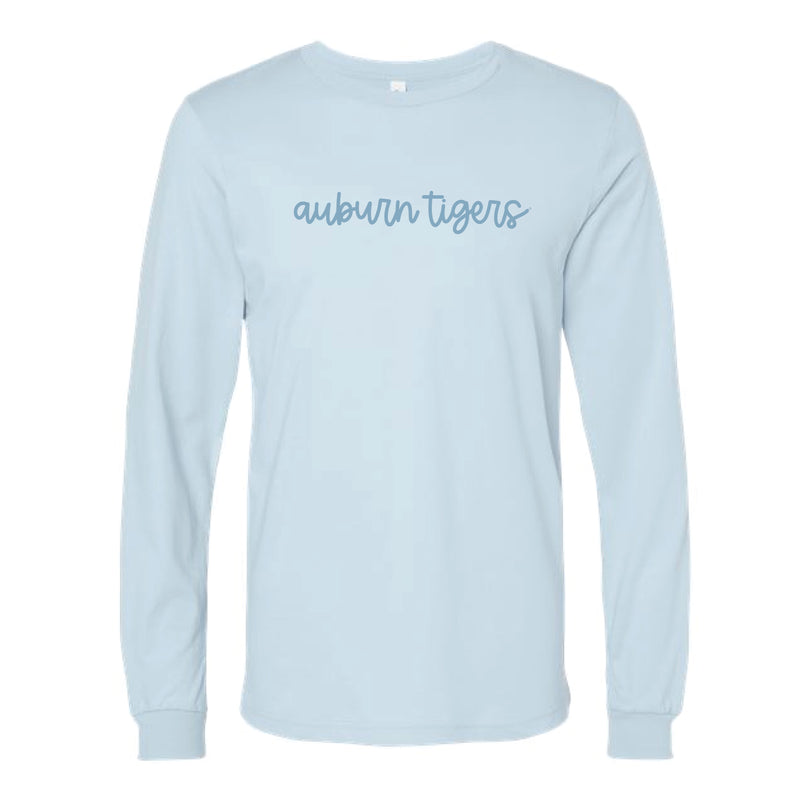 The Auburn Tiger Cursive | Baby Blue Long Sleeve