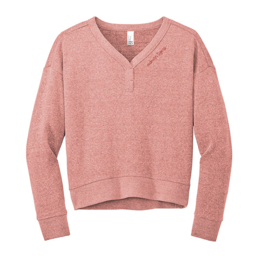 The Auburn Tigers Cursive | Embroidered Blush Frost V-Neck Sweatshirt