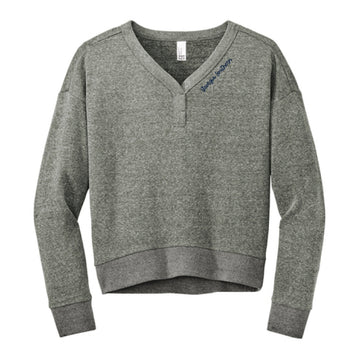 The Georgia Southern Script | Heather Charcoal Fleece V-Neck Sweatshirt